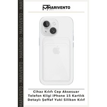 Cihaz Kılıfı Cep Aksesuar Telefon Kligi iPhone 15 Kartlık Detaylı Şeffaf Yuki Silikon Kılıf
