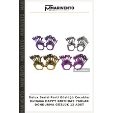 Delux Serisi Parti Gözlüğü Çocuklar Kutlama Happy Brıthday Parlak Dondurma Gözlük 12 Adet