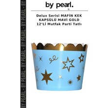 Delux Serisi Mafin Kek Kapsülü Mavi Gold 12’li Mutfak Parti Tatlı