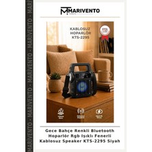 Gece Bahçe Renkli Bluetooth Hoparlör Rgb Işıklı Fenerli Kablosuz Speaker KTS-2295 Siyah