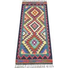 Kilim Antik El Dokuma Cerit Yörükleri Iran Meşhed Mini Yolluk Yün Kilim 1988 - Yeni - Çok Renkli