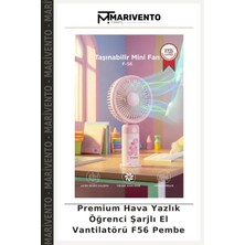 Premium Hava Yazlık Öğrenci Şarjlı El Vantilatörü F56 Pembe