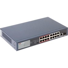 Hikvision Hıkvısıon DS-3E0318P-E/M 16 Port 10/100 + 1XRJ45/SFP Uplınk 135W 300 Metre Poe Mesafe Swıtch Nxrlvng