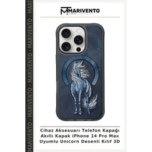 Cihaz Aksesuarı Telefon Kapağı Akıllı Kapak iPhone 14 Pro Max Uyumlu Unicorn Desenli Kılıf 3D