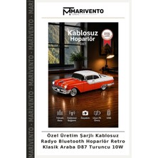 Özel Üretim Şarjlı Kablosuz Radyo Bluetooth Hoparlör Retro Klasik Araba D87 Turuncu 10W