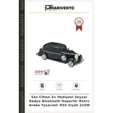 Ses Cihazı Ev Hediyesi Seyyar Radyo Bluetooth Hoparlör Retro Araba Tasarımlı D55 Siyah 2X5W