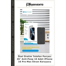 Özel Üretim Telefon Parçası 26° Anti-Peep 10 Adet iPhone 16 Pro Max Ekran Koruyucu