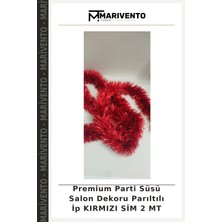 Premium Parti Süsü Salon Dekoru Parıltılı Ip Kırmızı Sim 2 mt