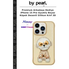 Premium Arkadaşa Hediye iPhone 15 Pro Uyumlu Beyaz Köpek Desenli Silikon Kılıf 3D