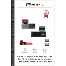 S7-1970 Siyah Wifi Araç Içi 1.97 Inç Ön ve Arka Araç Kamerası Taşınabilir Kamera Görsel Kayıt