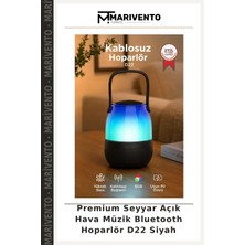 Premium Seyyar Açık Hava Müzik Bluetooth Hoparlör D22 Siyah