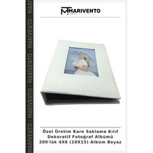Özel Üretim Kare Saklama Kılıf Dekoratif Fotoğraf Albümü 200'LÜK 4x6 (10X15) Albüm Beyaz