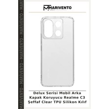 Delux Serisi Mobil Arka Kapak Koruyucu Realme C3 Şeffaf Clear Tpu Silikon Kılıf