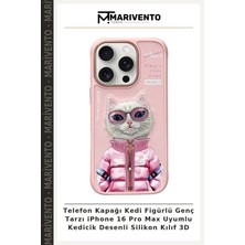 Telefon Kapağı Kedi Figürlü Genç Tarzı iPhone 16 Pro Max Uyumlu Kedicik Desenli Silikon Kılıf 3D