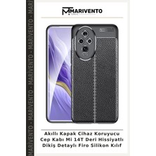 Akıllı Kapak Cihaz Koruyucu Cep Kabı Mi 14T Deri Hissiyatlı Dikiş Detaylı Firo Silikon Kılıf