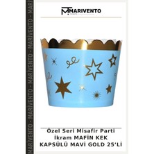 Özel Seri Misafir Parti Ikram Mafin Kek Kapsülü Mavi Gold 25’li