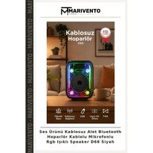 Ses Ürünü Kablosuz Alet Bluetooth Hoparlör Kablolu Mikrofonlu Rgb Işıklı Speaker D66 Siyah