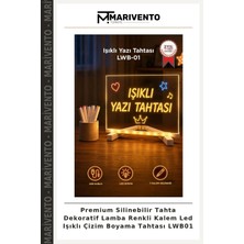 Premium Silinebilir Tahta Dekoratif Lamba Renkli Kalem LED Işıklı Çizim Boyama Tahtası LWB01