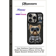 Cep Telefonu Figürlü Koruma Mobil Koruyucu iPhone 15 Pro Max Köpek Desenli Silikon Kılıf 2.0 3D