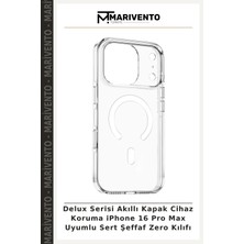 Delux Serisi Akıllı Kapak Cihaz Koruma iPhone 16 Pro Max Uyumlu Sert Şeffaf Zero Kılıfı