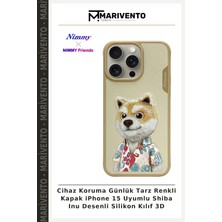 Cihaz Koruma Günlük Tarz Renkli Kapak iPhone 15 Uyumlu Shiba Inu Desenli Silikon Kılıf 3D