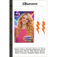 Disko Takısı Günlük Aksesuar Parti Aksesuarı 80’ler 90& 39;lar Retro Neon Turuncu Şimşek Küpe 10 cm