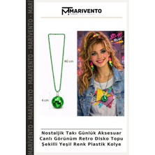 Nostaljik Takı Günlük Aksesuar Canlı Görünüm Retro Disko Topu Şekilli Yeşil Renk Plastik Kolye