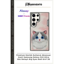 Premium Günlük Kullanım Aksesuar Çeşit Samsung Galaxy S24 Ultra Göz Detaylı Big Eyes Kedi Kılıf 3D
