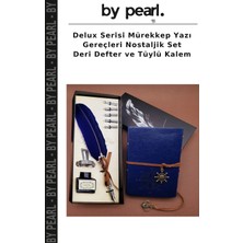 Delux Serisi Mürekkep Yazı Gereçleri Nostaljik Set Deri Defter ve Tüylü Kalem