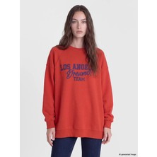 Lc Waikiki Yeni Sezon Kırmızı Oversize Kadın Kalın Sweatshirt Tunik