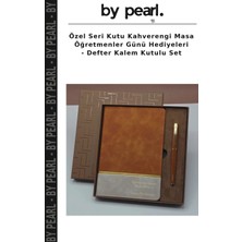 Özel Seri Kutu Kahverengi Masa Öğretmenler Günü Hediyeleri - Defter Kalem Kutulu Set