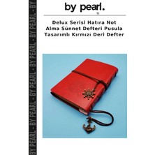 Delux Serisi Hatıra Not Alma Sünnet Defteri Pusula Tasarımlı Kırmızı Deri Defter