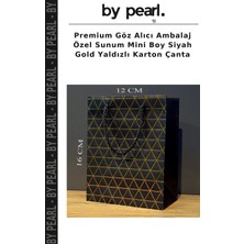 Premium Göz Alıcı Ambalaj Özel Sunum Mini Boy Siyah Gold Yaldızlı Karton Çanta