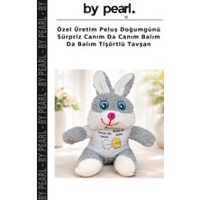 Özel Üretim Peluş Doğumgünü Sürpriz Canım Da Canım Balım Da Balım Tişörtlü Tavşan