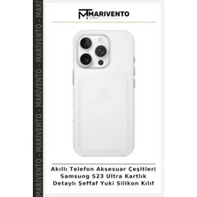 Akıllı Telefon Aksesuar Çeşitleri Samsung S23 Ultra Kartlık Detaylı Şeffaf Yuki Silikon Kılıf