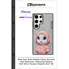 Özel Seri Arka Kapak Cihaz Koruma Cep Aksesuarı Samsung Galaxy S23 Ultra Tavşan Figürlü Kılıf 3D