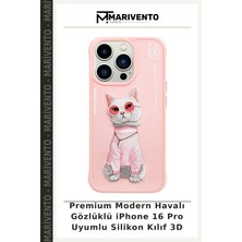 Premium Modern Havalı Gözlüklü iPhone 16 Pro Uyumlu Silikon Kılıf 3D