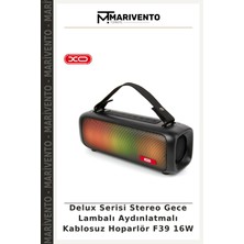 Delux Serisi Stereo Gece Lambalı Aydınlatmalı Kablosuz Hoparlör F39 16W