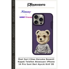 Özel Seri Cihaz Koruma Desenli Kapak Telefon Aksesuarı iPhone 14 Pro Suni Deri Ayıcık Kılıf 3D