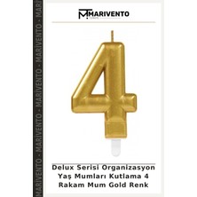 Delux Serisi Organizasyon Yaş Mumları Kutlama 4 Rakam Mum Gold Renk