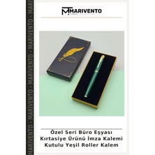 Özel Seri Büro Eşyası Kırtasiye Ürünü Imza Kalemi Kutulu Yeşil Roller Kalem