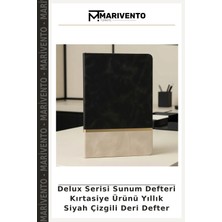 Delux Serisi Sunum Defteri Kırtasiye Ürünü Yıllık Siyah Çizgili Deri Defter