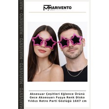 Aksesuar Çeşitleri Eğlence Ürünü Gece Aksesuarı Fuşya Renk Disko Yıldızı Retro Parti Gözlüğü 16X7 cm