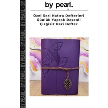 Özel Seri Hatıra Defterleri Günlük Yaprak Desenli Çizgisiz Deri Defter