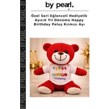 Özel Seri Eğlenceli Hediyelik Ayıcık Yıl Dönümü Happy Birthday Peluş Kırmızı Ayı