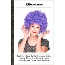 Özel Seri Tarz Sahibi Kutlama Ürünü Sahne Öğesi Mor Renk Kıvırcık Afro Bonus Peruk Parti Peruğu