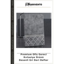 Premium Ofis Gereci Kırtasiye Ürünü Desenli Gri Deri Defter