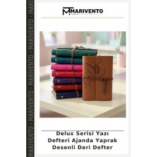 Delux Serisi Yazı Defteri Ajanda Yaprak Desenli Deri Defter