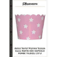 Delux Serisi Pişirme Sunum Günü Mafin Kek Kapsülü Pembe Yıldızlı 25’li