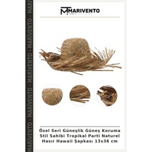 Özel Seri Güneşlik Güneş Koruma Stil Sahibi Tropikal Parti Naturel Hasır Hawaii Şapkası 13X36 cm